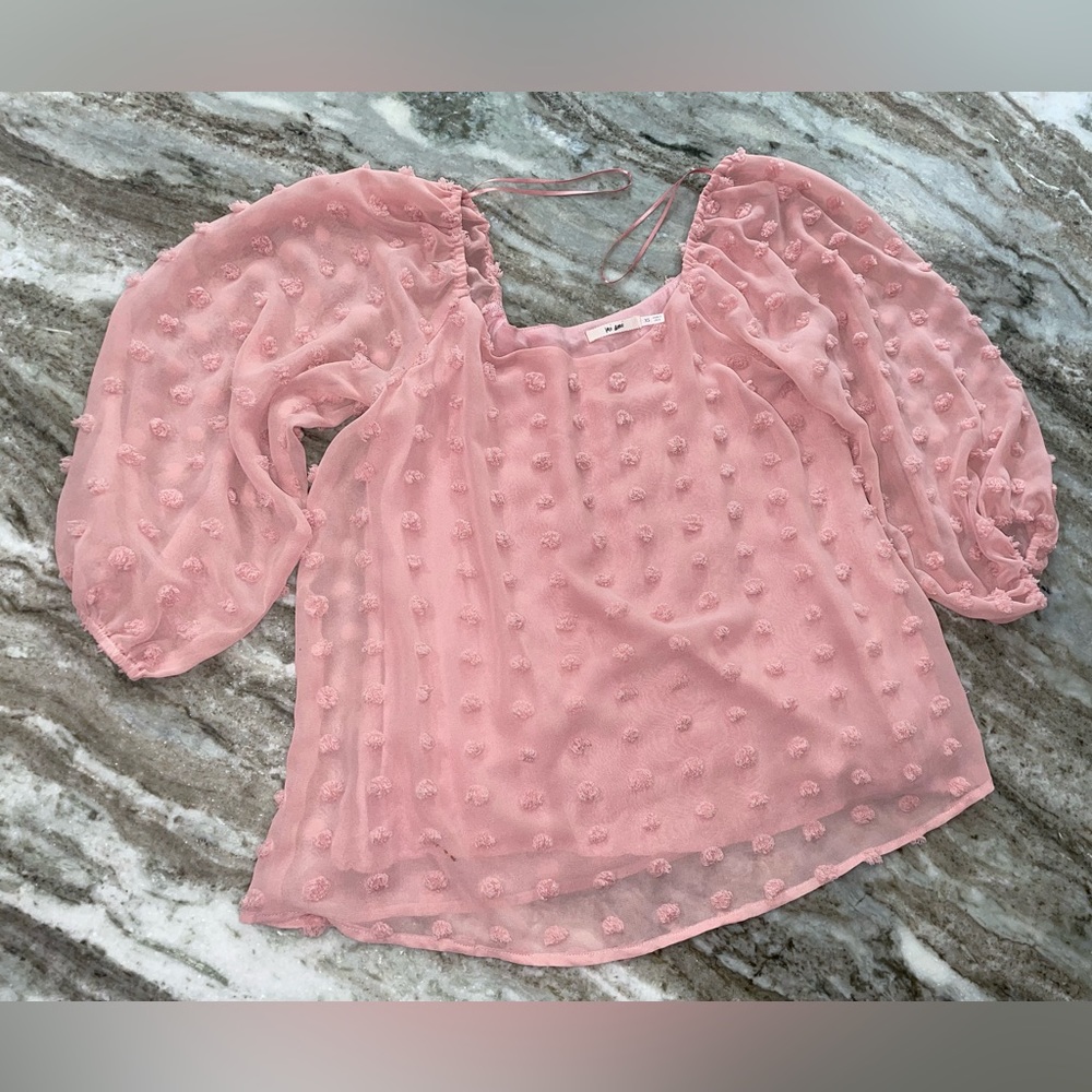 Mi ami Francesca Blush Pink polka dot 3/4 sleeve shirt